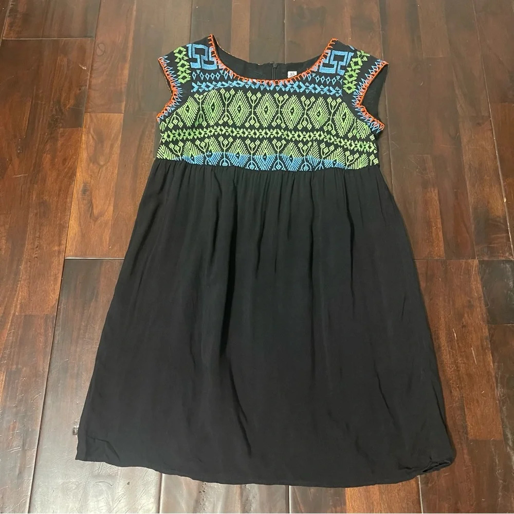 Uncle Frank Dress Women’s Size XS Cotton Embroidered Boho Sleeveless Black